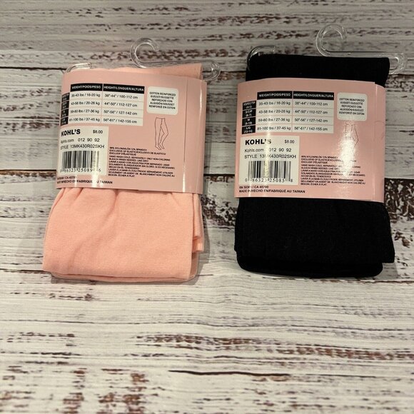 2 Girls Moret Kids Footed Tights Size S Small (6/7) 1 Pink 1 Black NEW - Picture 2 of 6